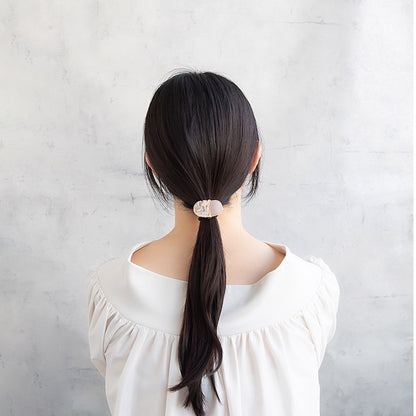ヘアゴム tsukekae pony オーバル メタル センター クロス ツイスト マーブル フェイクレザー 合皮 ハーフ バイカラー ヘアゴム2本付き（ブラウン/ブラック）