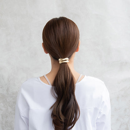 ヘアゴム マット メタル ダブル ウェーブ ライン カーブ ヘアポニー