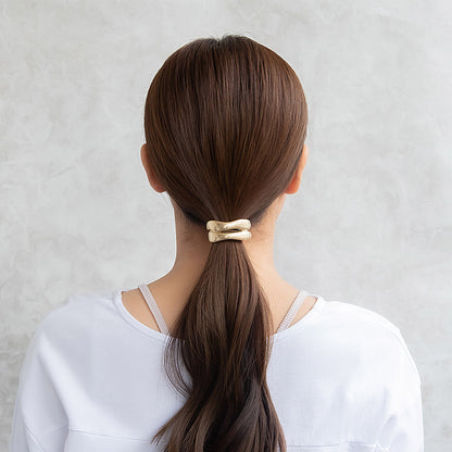 ヘアゴム マット メタル ダブル ウェーブ ライン カーブ ヘアポニー