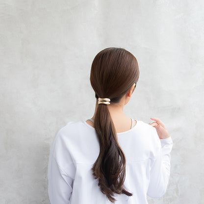 ヘアゴム マット メタル ダブル ウェーブ ライン カーブ ヘアポニー