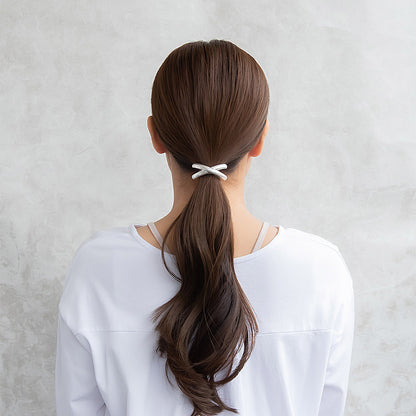 ヘアゴム マット メタル クロス ライン カーブ ヘアポニー