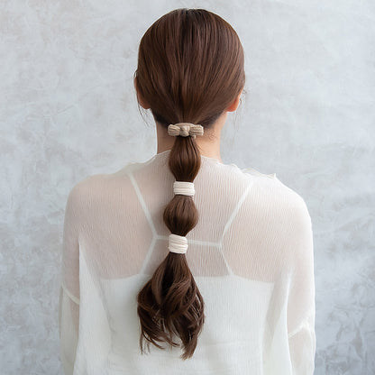 ヘアゴム リボン ワイド ジャージ ベーシックカラー 2色 3個セット リングゴム ヘアポニー