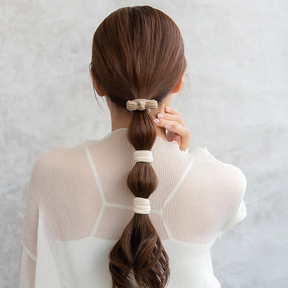 ヘアゴム リボン ワイド ジャージ ベーシックカラー 2色 3個セット リングゴム ヘアポニー