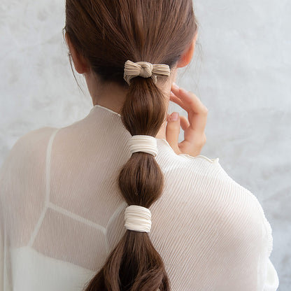 ヘアゴム リボン ワイド ジャージ ベーシックカラー 2色 3個セット リングゴム ヘアポニー