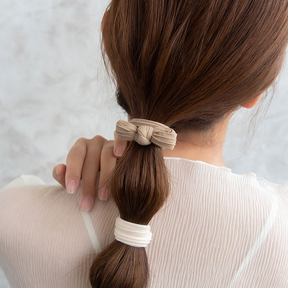 ヘアゴム リボン ワイド ジャージ ベーシックカラー 2色 3個セット リングゴム ヘアポニー