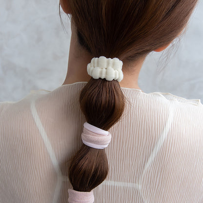 ヘアゴム もこもこ ワイド ジャージ ラメ マルチ カラー 4個セット リングゴム ヘアポニー
