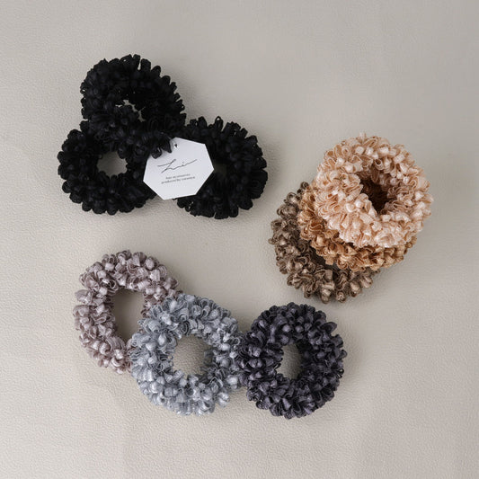 ヘアゴム ミニ リボン フリル ボリューム カラー 3本セット リングゴム ヘアポニー