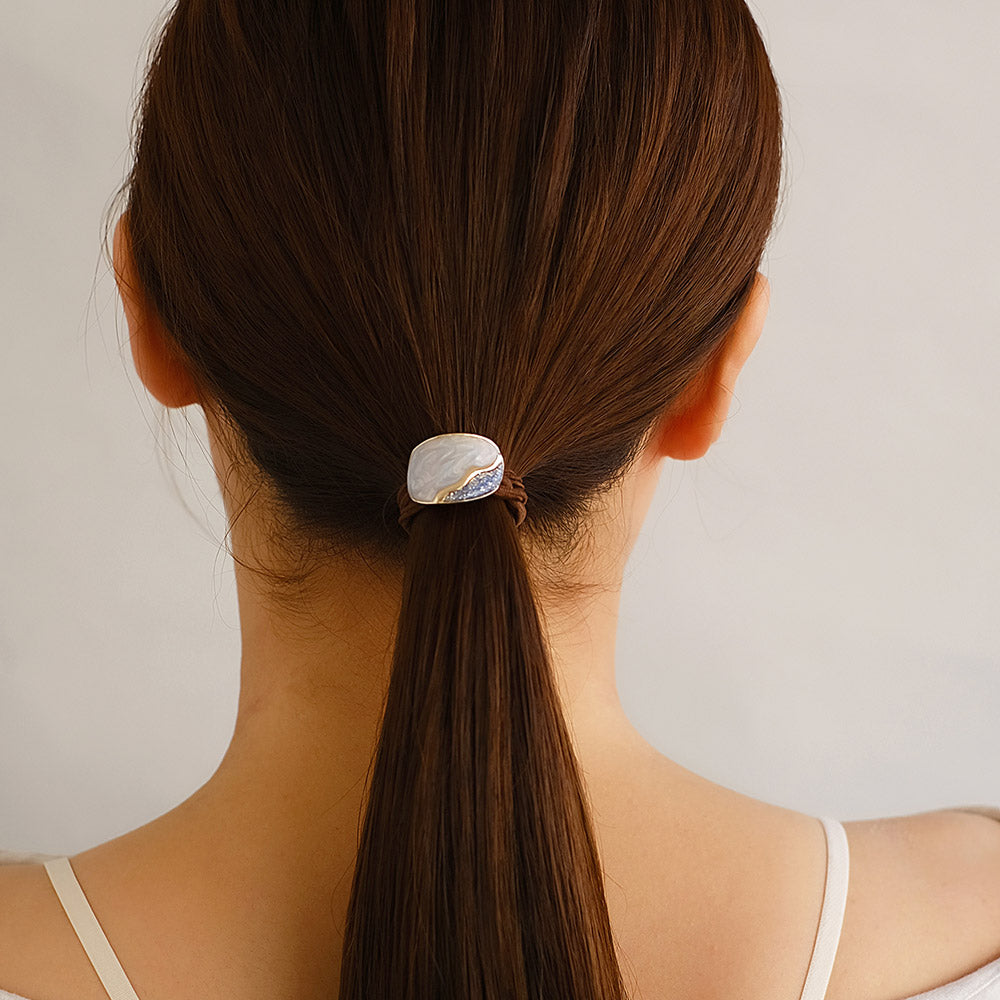 ヘアゴム mini pony メタル マーブル カラー ラメ オーバル ウェーブ ライン カーブ ヘアポニー