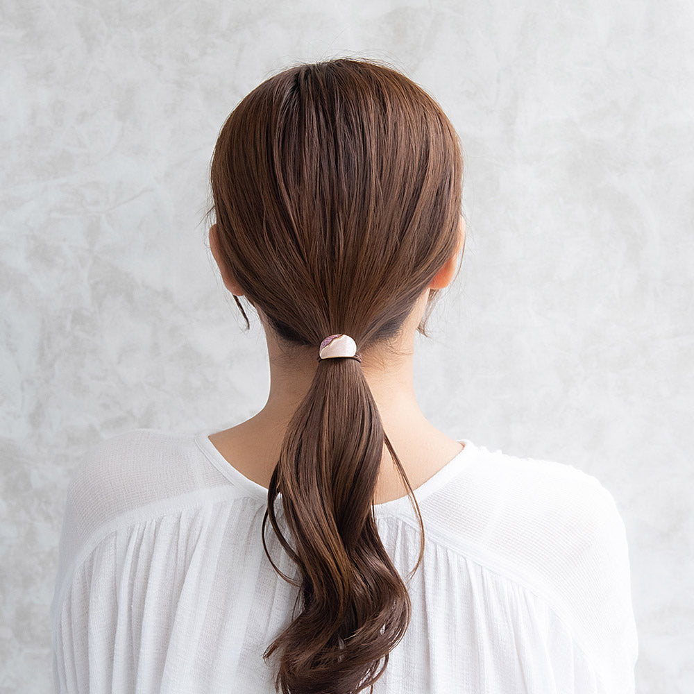 ヘアゴム mini pony メタル マーブル カラー ラメ オーバル ウェーブ ライン カーブ ヘアポニー