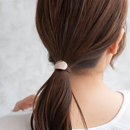 ヘアゴム mini pony メタル マーブル カラー ラメ オーバル ウェーブ ライン カーブ ヘアポニー