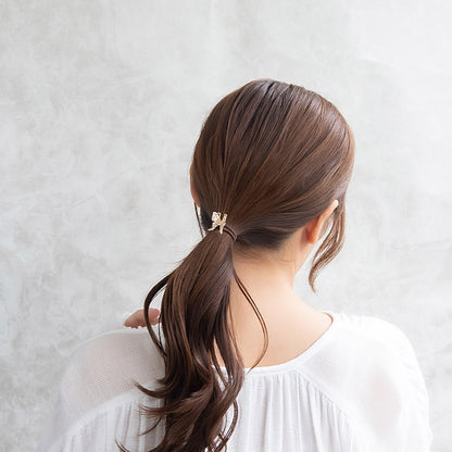ヘアゴム mini pony メタル コンビカラー バタフライ ヘアポニー
