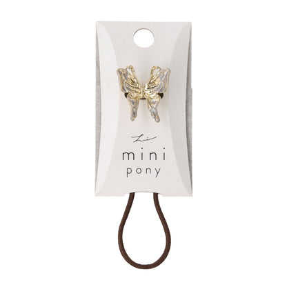 ヘアゴム mini pony メタル コンビカラー バタフライ ヘアポニー