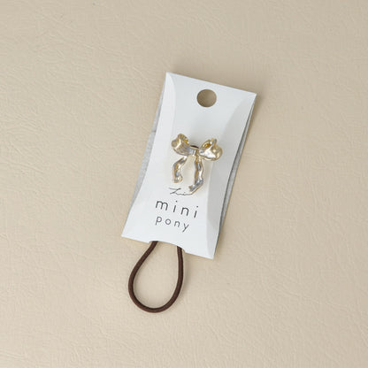 ヘアゴム mini pony メタル コンビカラー リボン ヘアポニー