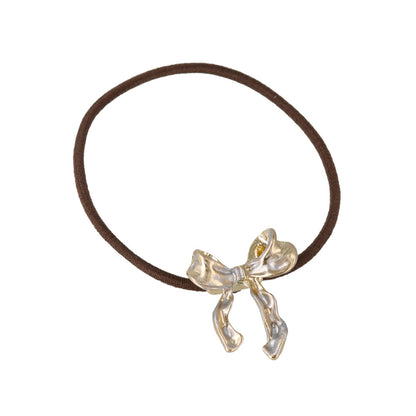 ヘアゴム mini pony メタル コンビカラー リボン ヘアポニー