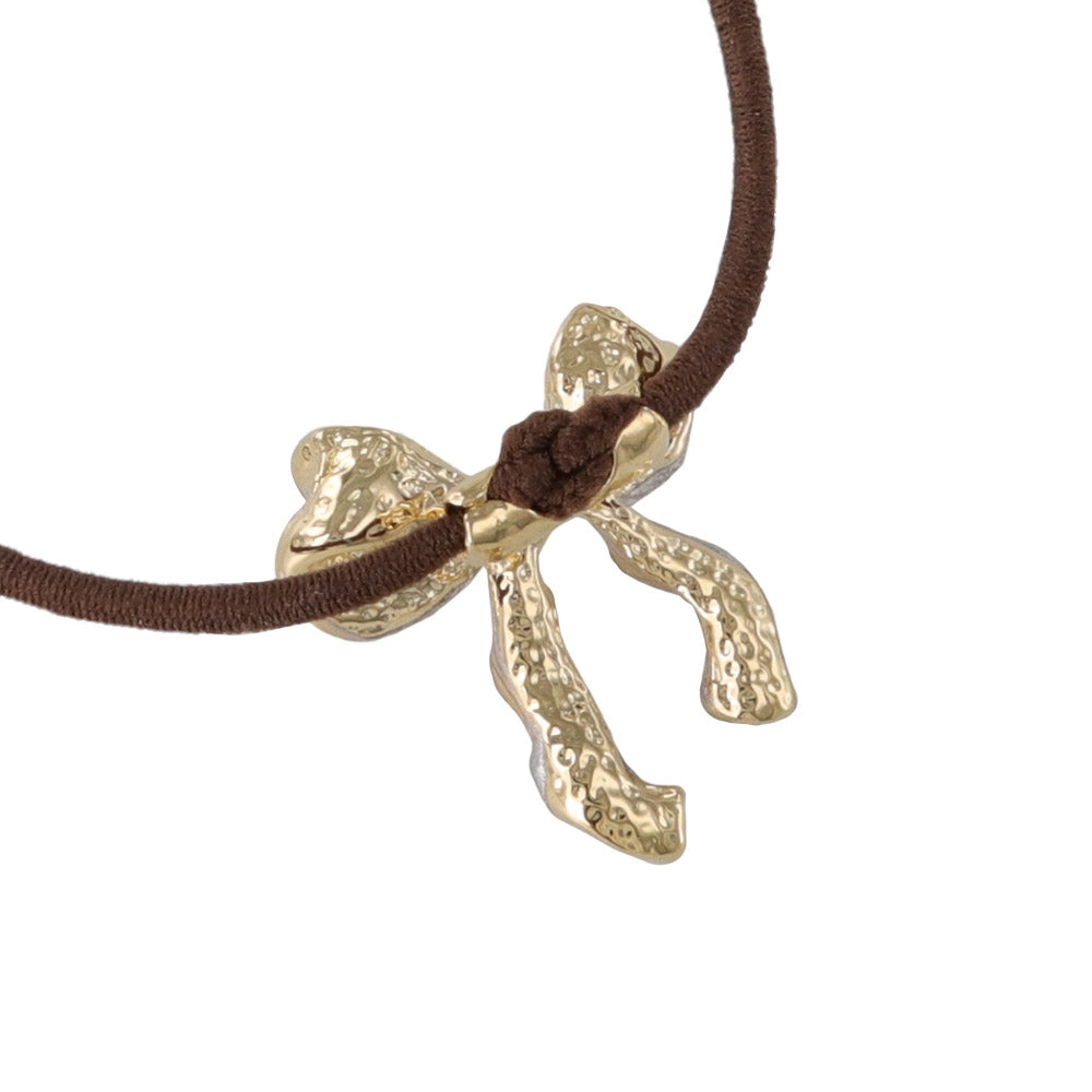 ヘアゴム mini pony メタル コンビカラー リボン ヘアポニー