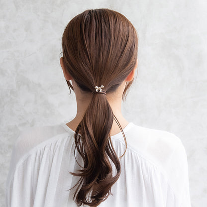 ヘアゴム mini pony メタル コンビカラー リボン ヘアポニー