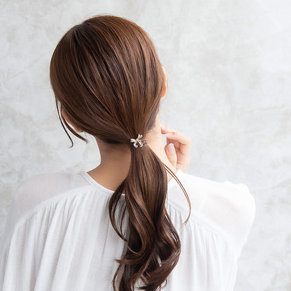 ヘアゴム mini pony メタル コンビカラー リボン ヘアポニー