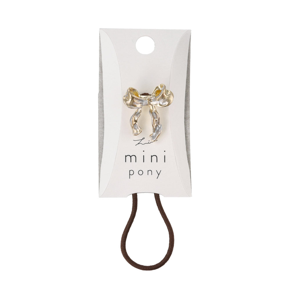 ヘアゴム mini pony メタル コンビカラー リボン ヘアポニー
