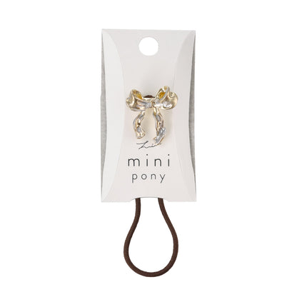 ヘアゴム mini pony メタル コンビカラー リボン ヘアポニー