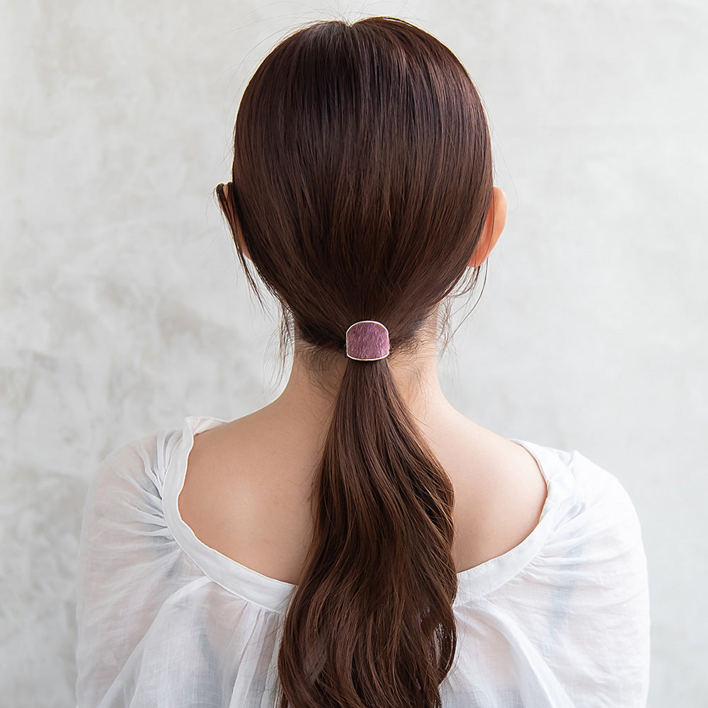 ヘアゴム ハラコ風 カラー メタル フレーム