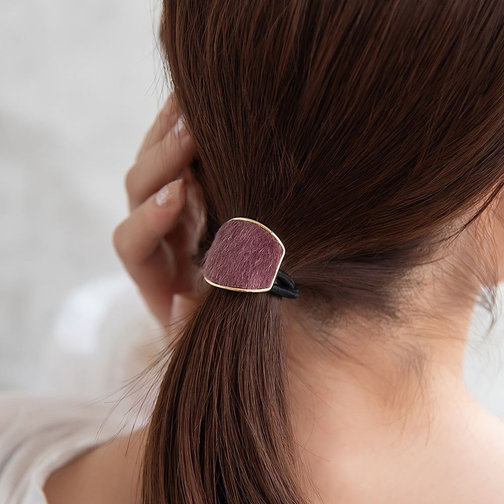 ヘアゴム ハラコ風 カラー メタル フレーム