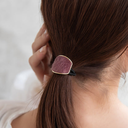 ヘアゴム ハラコ風 カラー メタル フレーム