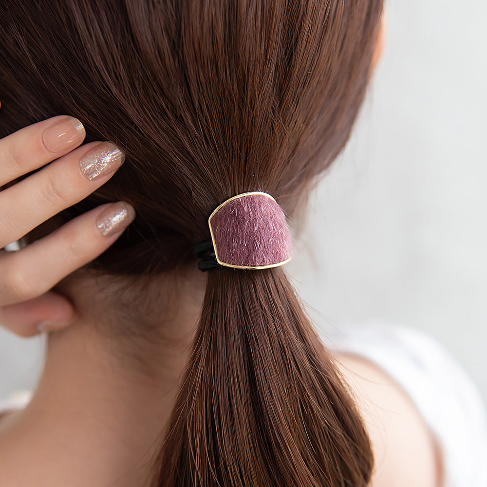 ヘアゴム ハラコ風 カラー メタル フレーム