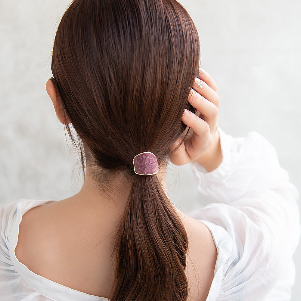 ヘアゴム ハラコ風 カラー メタル フレーム