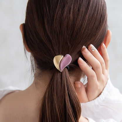 ヘアゴム フロッキー メタル ハーフ ウェーブ ハート