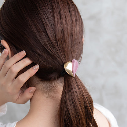 ヘアゴム フロッキー メタル ハーフ ウェーブ ハート
