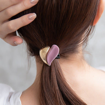 ヘアゴム フロッキー メタル ハーフ ウェーブ ハート
