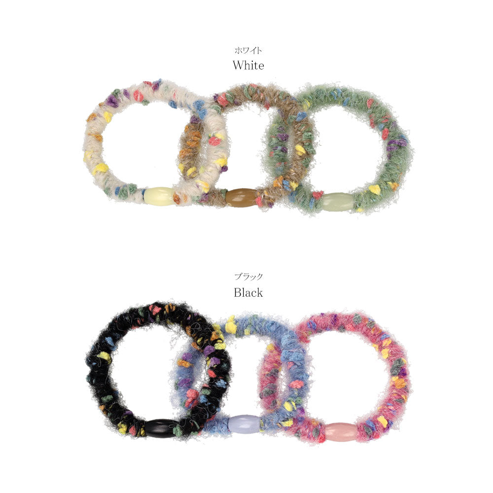 ヘアゴム Candy Arrange 毛糸 マルチカラー 3本セット