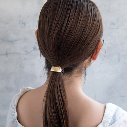 ヘアゴム mini tsukekae pony メタル ミニ オーバル ヘアゴム2本付き（ブラウン/ブラック）