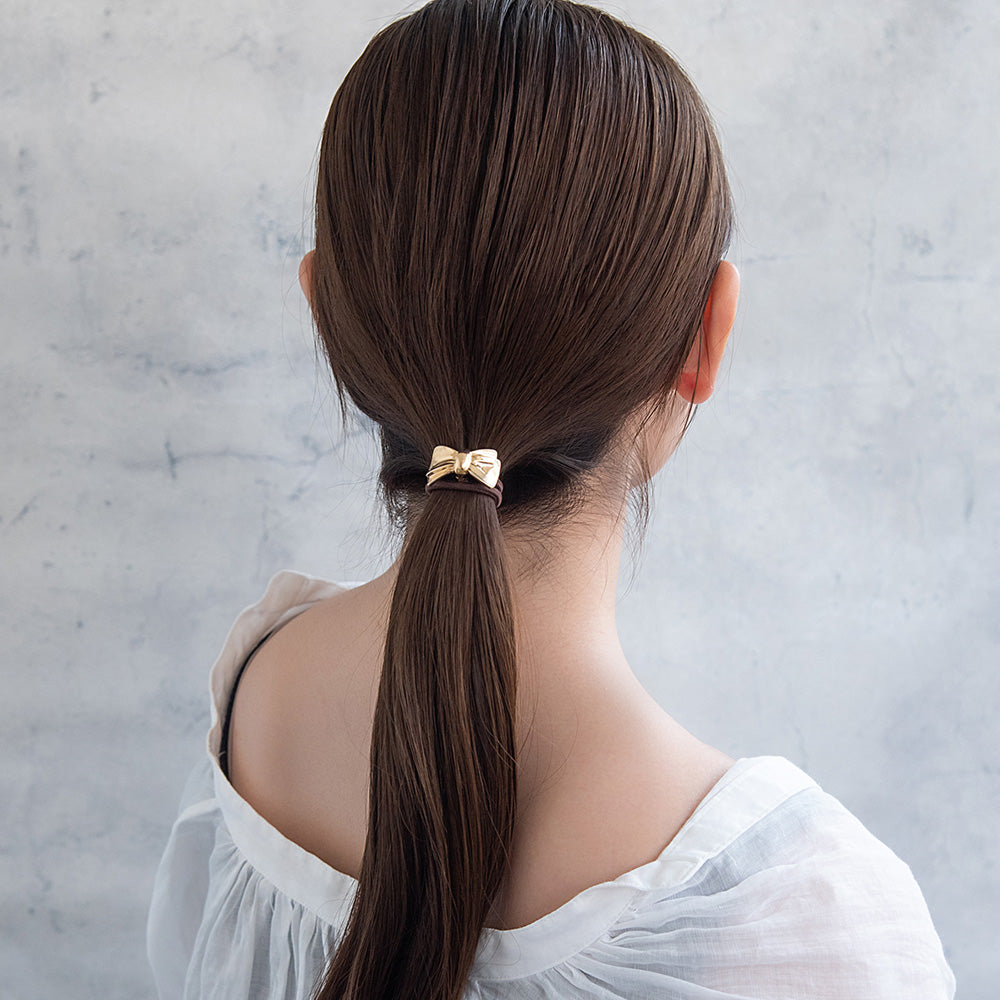 ヘアゴム mini tsukekae pony メタル ミニ リボン ヘアゴム2本付き