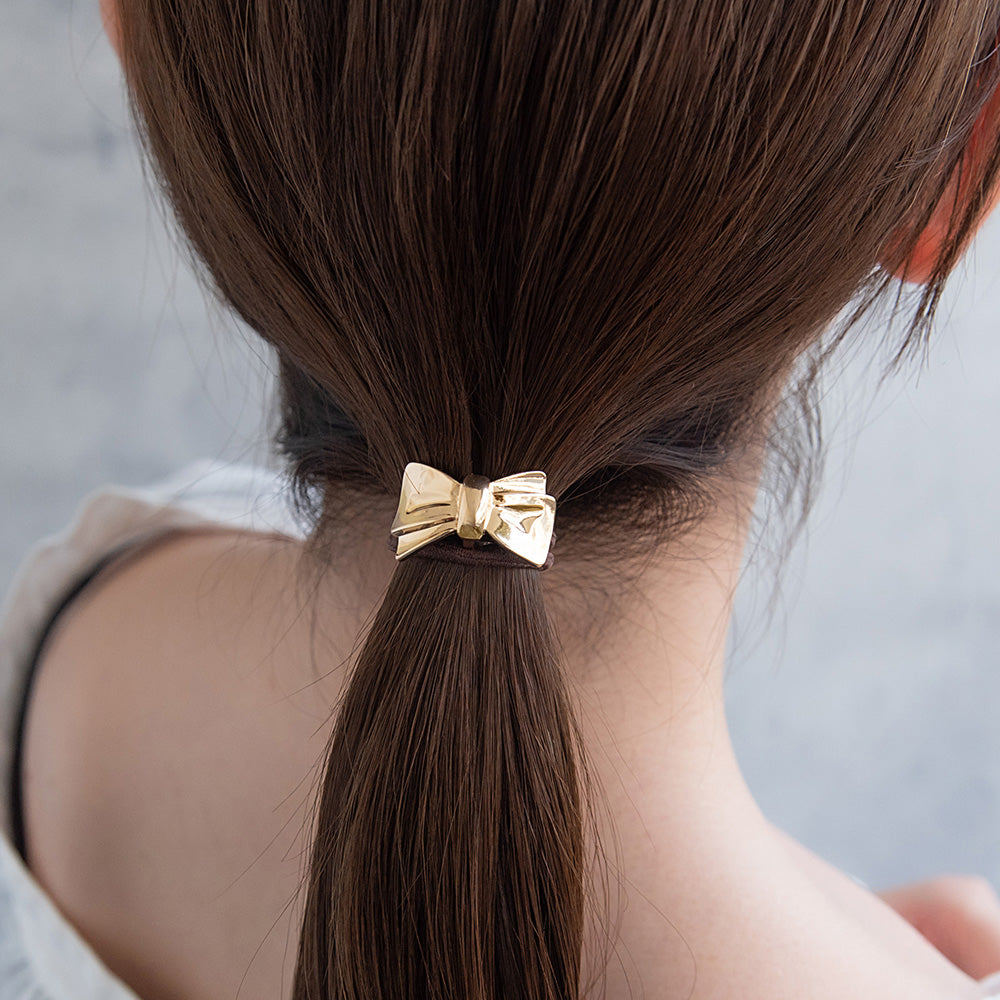 ヘアゴム mini tsukekae pony メタル ミニ リボン ヘアゴム2本付き