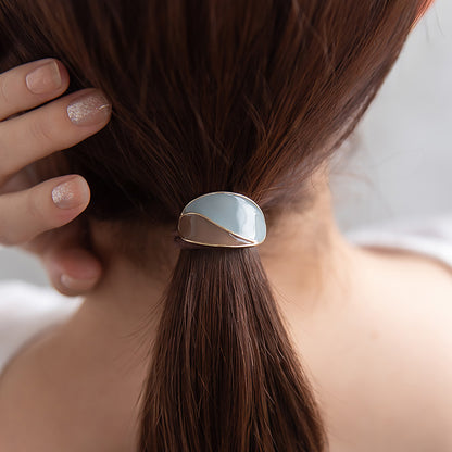 ヘアゴム mini tsukekae pony エポ メタル オーバル バイカラー ヘアゴム2本付き（ブラウン/ブラック）