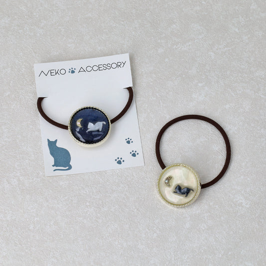 ヘアゴム ラメ 猫 ムーン マーブル