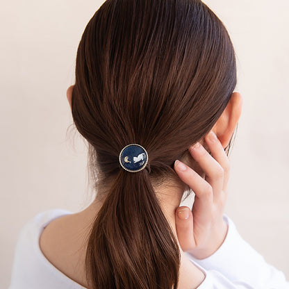 ヘアゴム ラメ 猫 ムーン マーブル