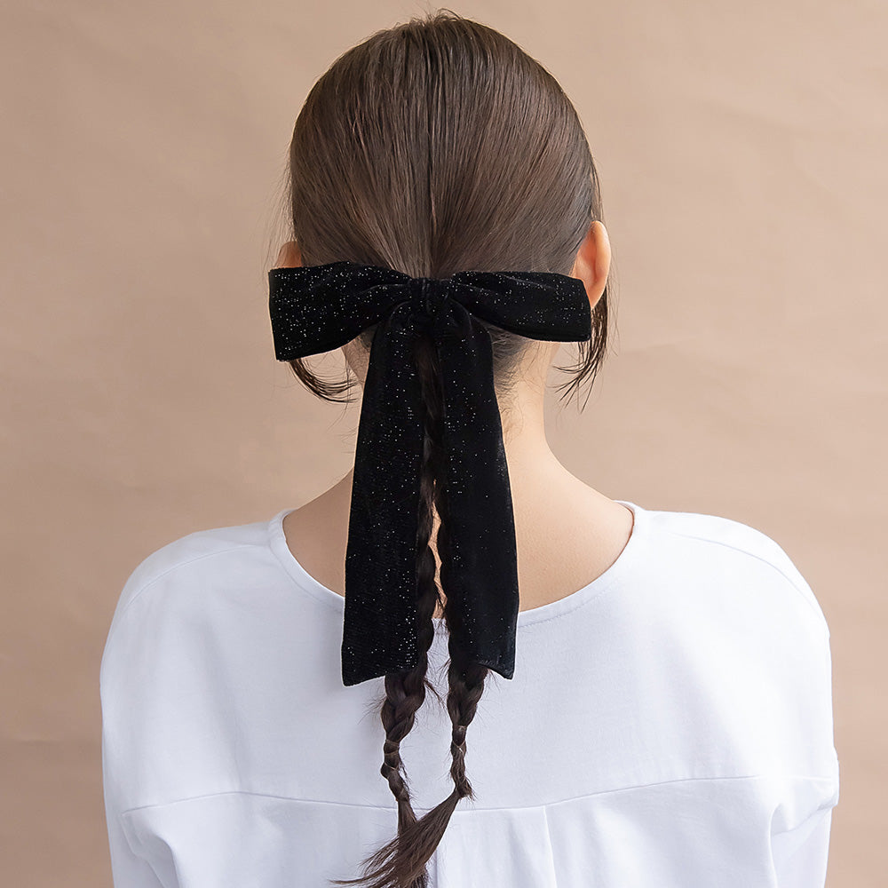 ヘアゴム ブラック ラメ ベロア リボン ロング – OSEWAYAオンラインストア