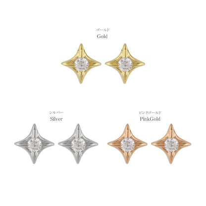 ピアス ニッケルフリー メタル キュービックジルコニア ミニ スター 四芒星 チタンポスト スタッドピアス