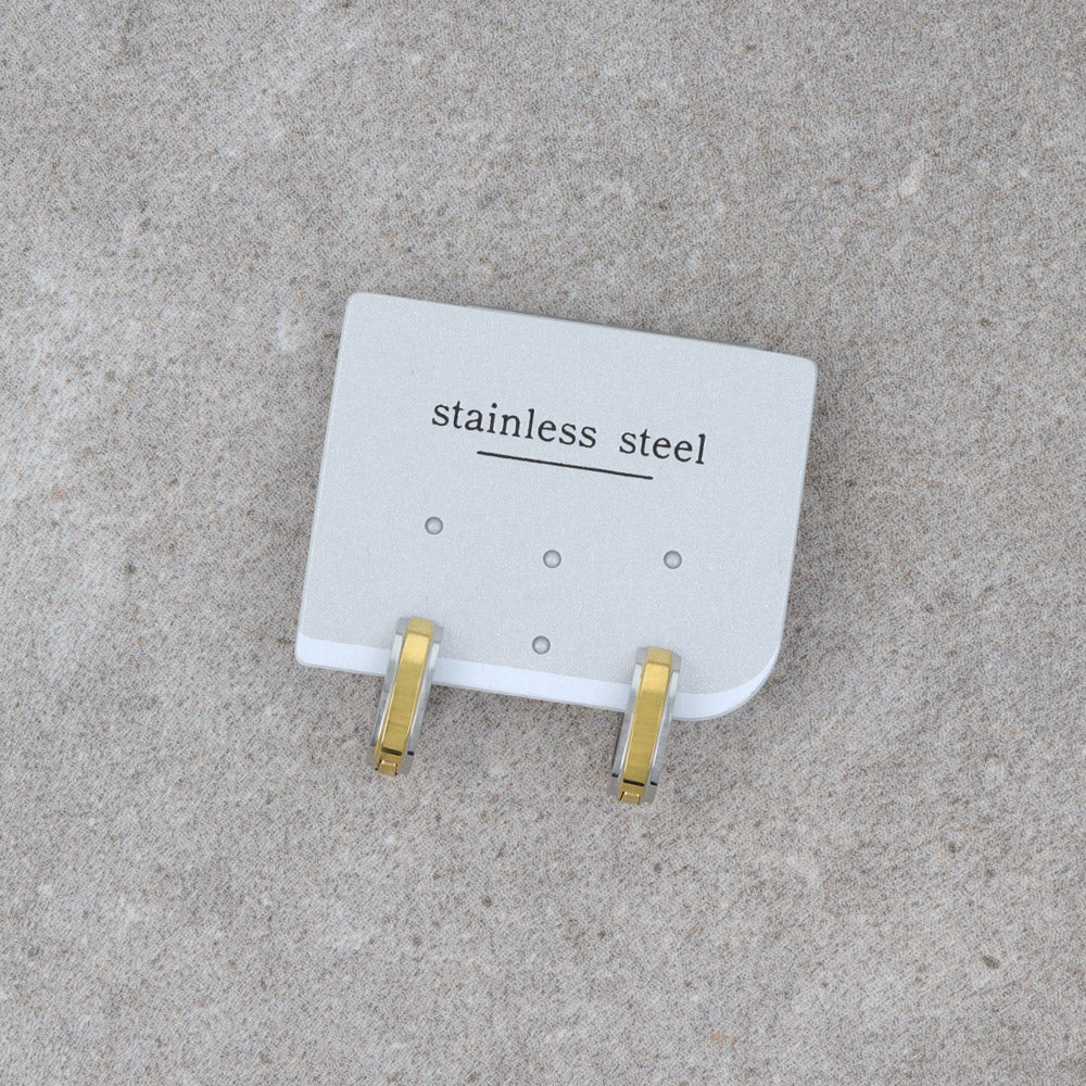 ピアス ステンレス コンビカラー ライン ステンレスポスト ミニ ワンタッチ キャッチレス フープピアス