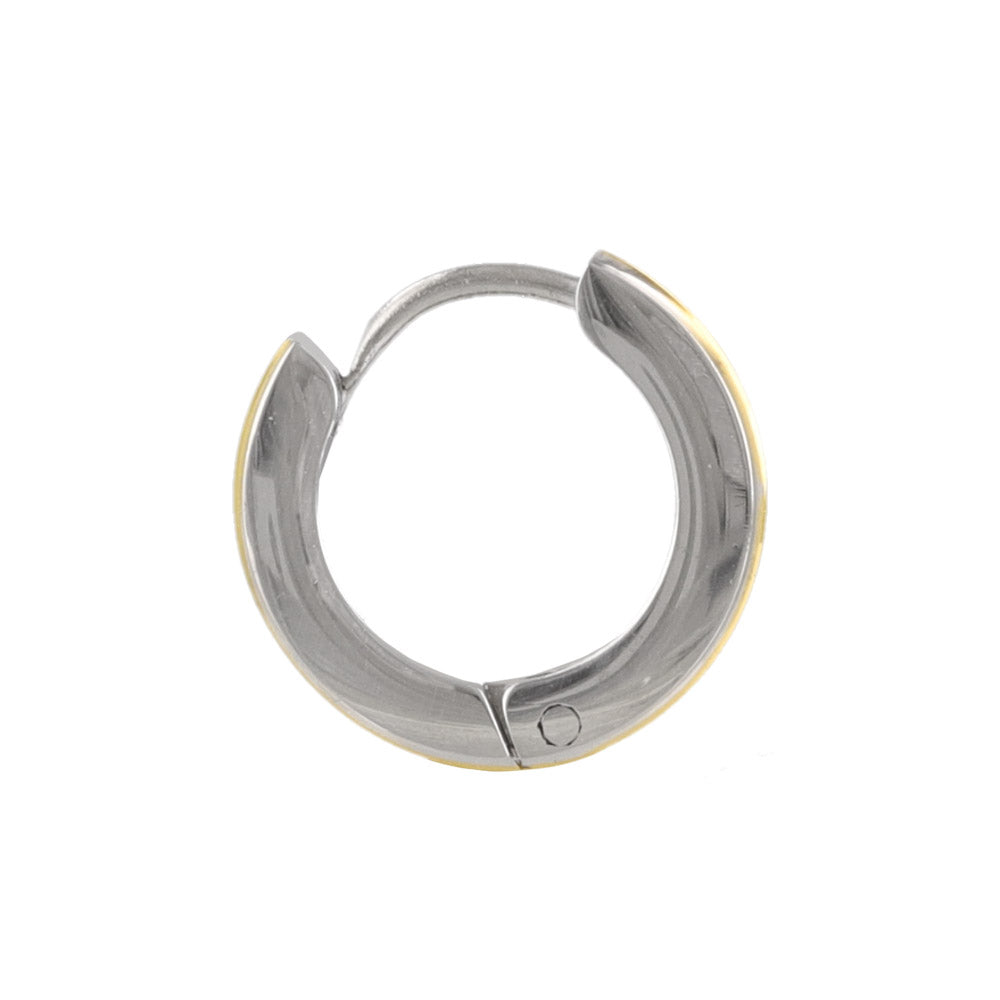 ピアス ステンレス コンビカラー ライン ステンレスポスト ミニ ワンタッチ キャッチレス フープピアス