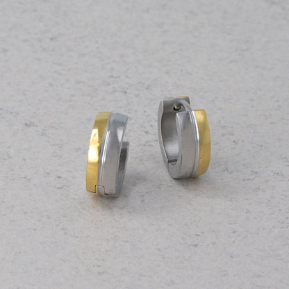 ピアス ステンレス コンビカラー ダブル ライン ステンレスポスト ミニ ワンタッチ キャッチレス フープピアス