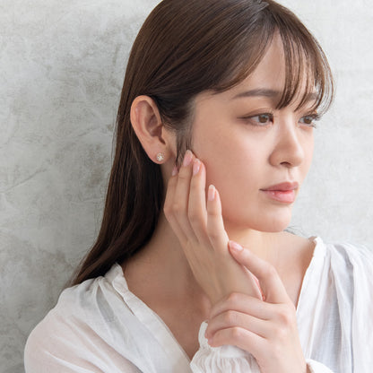 ピアス ニッケルフリー メタル ミニ キュービックジルコニア スクエアカット ボール チタンポスト スタッドピアス