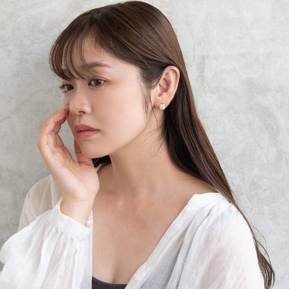 ピアス ニッケルフリー メタル キュービックジルコニア スクエア チタンポスト スタッドピアス