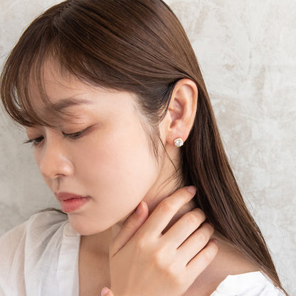 ピアス ニッケルフリー メタル キュービックジルコニア スクエア チタンポスト スタッドピアス