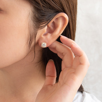 ピアス ニッケルフリー メタル キュービックジルコニア スクエア チタンポスト スタッドピアス