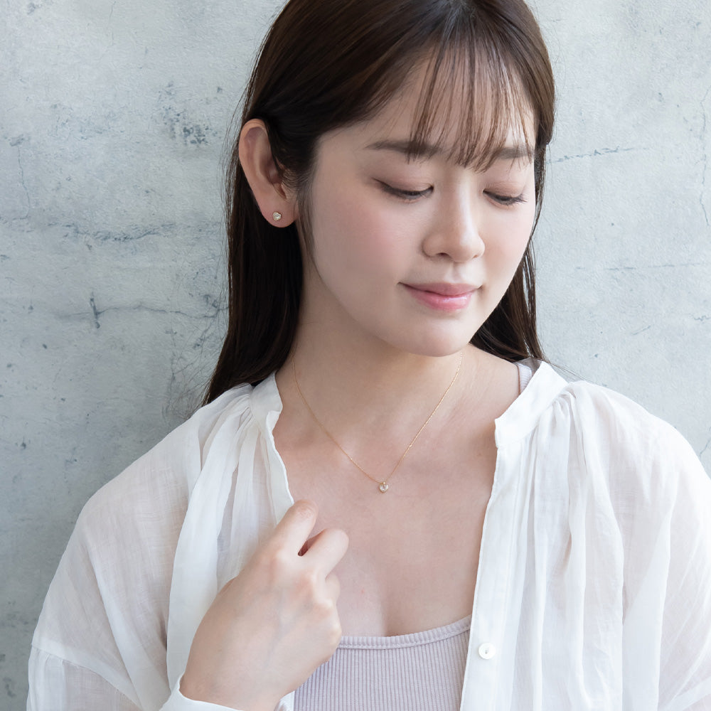 ピアス ニッケルフリー rose cut キュービックジルコニア メタル フレーム ハート チタンポスト スタッドピアス