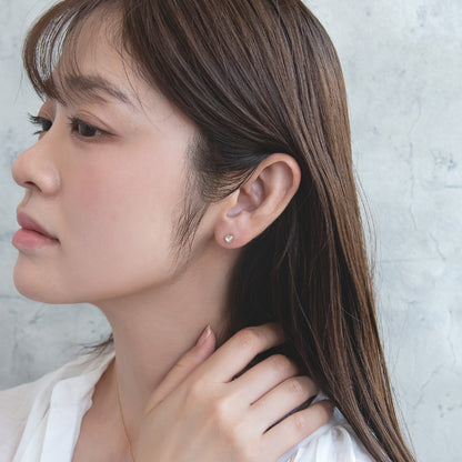ピアス ニッケルフリー rose cut キュービックジルコニア メタル フレーム ハート チタンポスト スタッドピアス