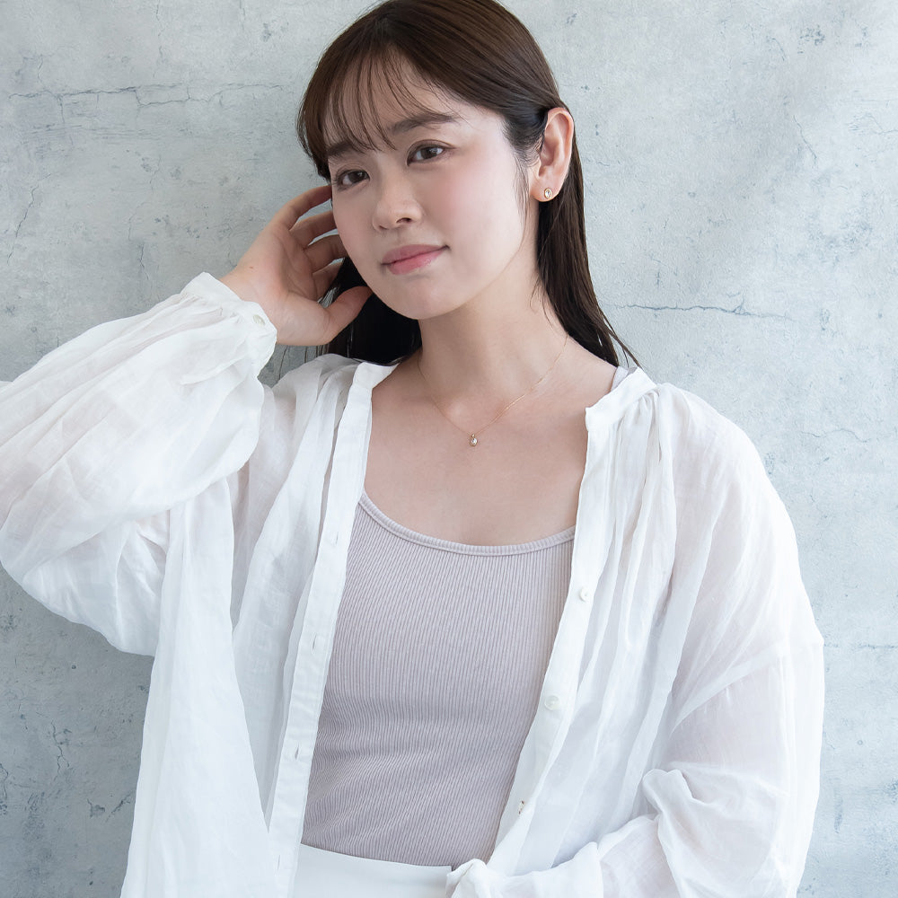 ピアス ニッケルフリー rose cut キュービックジルコニア メタル フレーム オーバル チタンポスト スタッドピアス